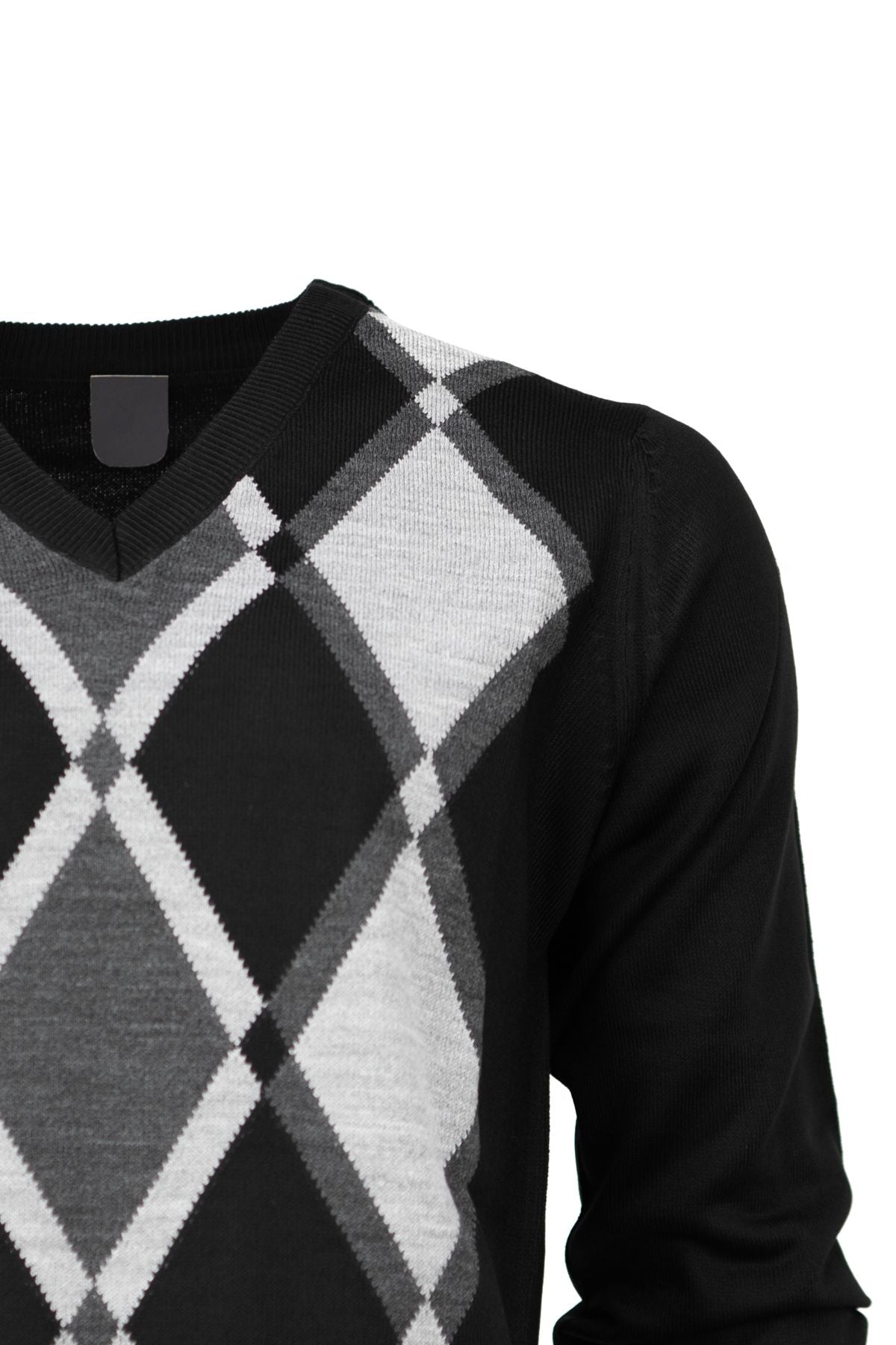 Erkek Kışlık Doğal Yünlü Örme V Yaka Kazak Baklava Desenli Rahat Tam Kalıp Klasik Model